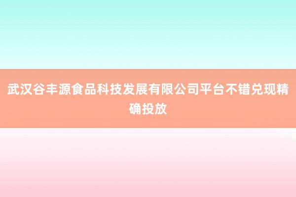 武汉谷丰源食品科技发展有限公司平台不错兑现精确投放