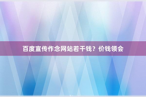 百度宣传作念网站若干钱？价钱领会